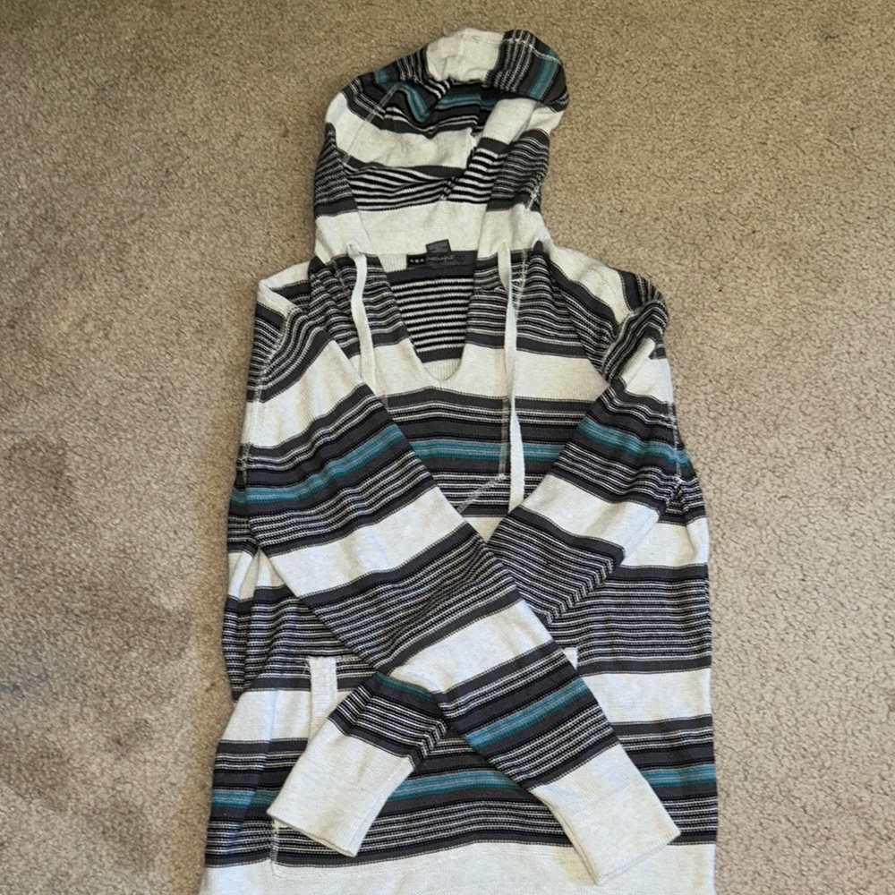 Striped Beach Poncho Style Hoodie
